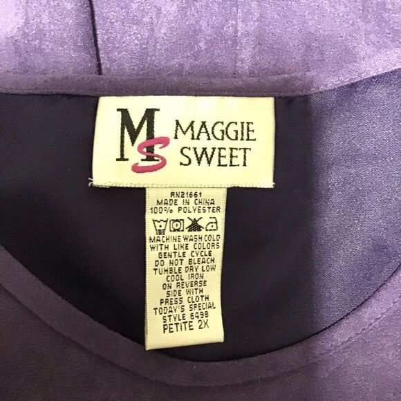 Maggie Sweet Purple Embroidered Twin Set Blouse 2X Petite - Picture 6 of 7